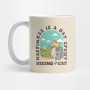 Happiness Is A Day Spent Hiking With My Cat | Hikers and Cats Lover Gift Mug